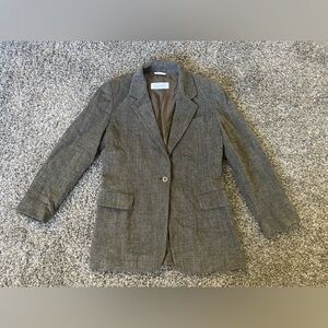 MaxMara wool tweed brown single button blazer